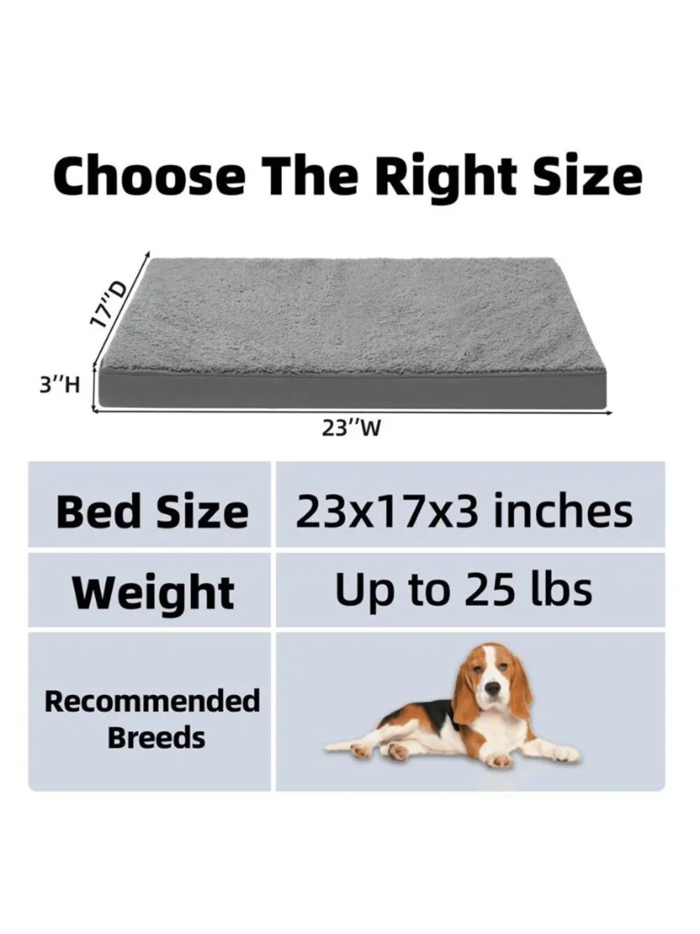 23in Dog Bed for Small Dog Orthopedic Crate Bed with Removable Washable